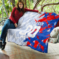 Personalized England Football Quilt Fierce Lion Mascot Abstract Brush Stroke