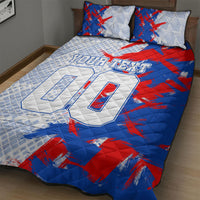 Personalized England Football Quilt Bed Set Fierce Lion Mascot Abstract Brush Stroke