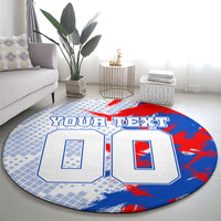 Personalized England Football Round Carpet Fierce Lion Mascot Abstract Brush Stroke
