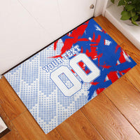 Personalized England Football Rubber Doormat Fierce Lion Mascot Abstract Brush Stroke