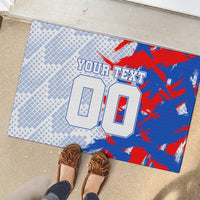 Personalized England Football Rubber Doormat Fierce Lion Mascot Abstract Brush Stroke