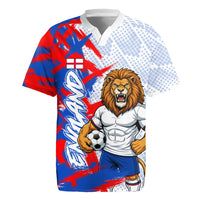 Personalized England Football Rugby Jersey Fierce Lion Mascot Abstract Brush Stroke