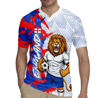 Personalized England Football Rugby Jersey Fierce Lion Mascot Abstract Brush Stroke