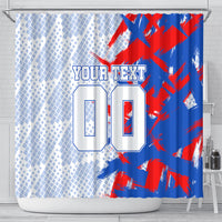 Personalized England Football Shower Curtain Fierce Lion Mascot Abstract Brush Stroke