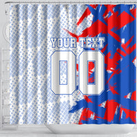 Personalized England Football Shower Curtain Fierce Lion Mascot Abstract Brush Stroke