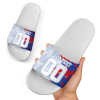 Personalized England Football Slide Sandals Fierce Lion Mascot Abstract Brush Stroke