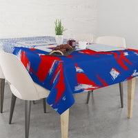 Personalized England Football Tablecloth Fierce Lion Mascot Abstract Brush Stroke