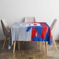 Personalized England Football Tablecloth Fierce Lion Mascot Abstract Brush Stroke
