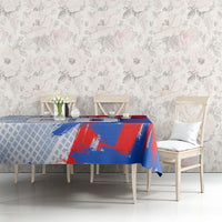 Personalized England Football Tablecloth Fierce Lion Mascot Abstract Brush Stroke