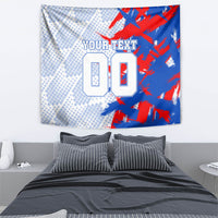 Personalized England Football Tapestry Fierce Lion Mascot Abstract Brush Stroke