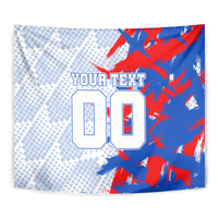 Personalized England Football Tapestry Fierce Lion Mascot Abstract Brush Stroke