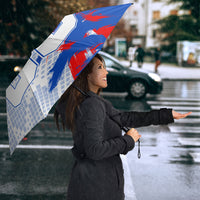Personalized England Football Umbrella Fierce Lion Mascot Abstract Brush Stroke