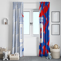 Personalized England Football Window Curtain Fierce Lion Mascot Abstract Brush Stroke