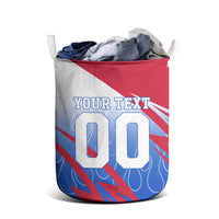 Personalized England Football Laundry Basket Dynamic Lion Athlete Red Blue Flame