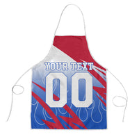 Personalized England Football Apron Dynamic Lion Athlete Red Blue Flame