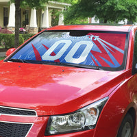 Personalized England Football Auto Sun Shade Dynamic Lion Athlete Red Blue Flame