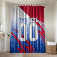 Personalized England Football Bathroom Set Dynamic Lion Athlete Red Blue Flame