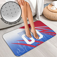 Personalized England Football Bathroom Set Dynamic Lion Athlete Red Blue Flame