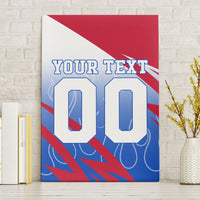 Personalized England Football Canvas Wall Art Dynamic Lion Athlete Red Blue Flame