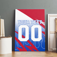 Personalized England Football Canvas Wall Art Dynamic Lion Athlete Red Blue Flame
