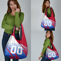 Personalized England Football Grocery Bag Dynamic Lion Athlete Red Blue Flame
