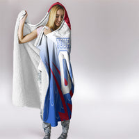 Personalized England Football Hooded Blanket Dynamic Lion Athlete Red Blue Flame