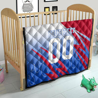 Personalized England Football Quilt Dynamic Lion Athlete Red Blue Flame