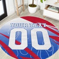 Personalized England Football Round Carpet Dynamic Lion Athlete Red Blue Flame