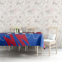 Personalized England Football Tablecloth Dynamic Lion Athlete Red Blue Flame