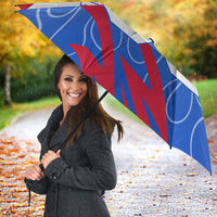 Personalized England Football Umbrella Dynamic Lion Athlete Red Blue Flame