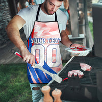 Personalized England Football Apron Powerful Lion Kicking Ball Red Blue Chevron Zigzag