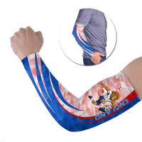 Personalized England Football Arm Sleeves Powerful Lion Kicking Ball Red Blue Chevron Zigzag