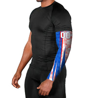 Personalized England Football Arm Sleeves Powerful Lion Kicking Ball Red Blue Chevron Zigzag