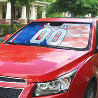 Personalized England Football Auto Sun Shade Powerful Lion Kicking Ball Red Blue Chevron Zigzag
