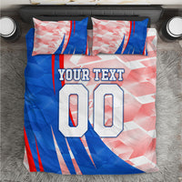 Personalized England Football Bedding Set Powerful Lion Kicking Ball Red Blue Chevron Zigzag