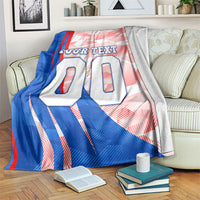 Personalized England Football Blanket Powerful Lion Kicking Ball Red Blue Chevron Zigzag