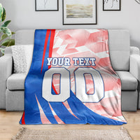 Personalized England Football Blanket Powerful Lion Kicking Ball Red Blue Chevron Zigzag