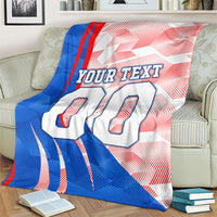 Personalized England Football Blanket Powerful Lion Kicking Ball Red Blue Chevron Zigzag