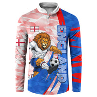 Personalized England Football Button Sweatshirt Powerful Lion Kicking Ball Red Blue Chevron Zigzag