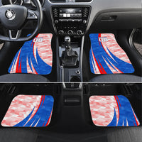 Personalized England Football Car Mats Powerful Lion Kicking Ball Red Blue Chevron Zigzag