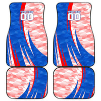 Personalized England Football Car Mats Powerful Lion Kicking Ball Red Blue Chevron Zigzag