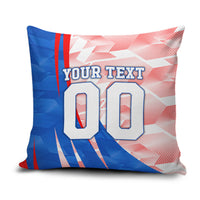 Personalized England Football Pillow Cover Powerful Lion Kicking Ball Red Blue Chevron Zigzag