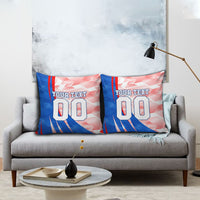 Personalized England Football Pillow Cover Powerful Lion Kicking Ball Red Blue Chevron Zigzag