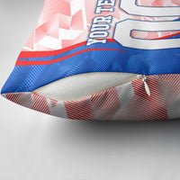 Personalized England Football Pillow Cover Powerful Lion Kicking Ball Red Blue Chevron Zigzag