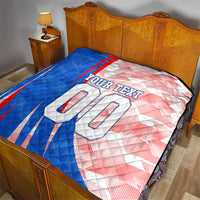 Personalized England Football Quilt Powerful Lion Kicking Ball Red Blue Chevron Zigzag