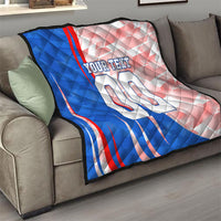 Personalized England Football Quilt Powerful Lion Kicking Ball Red Blue Chevron Zigzag