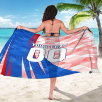 Personalized England Football Sarong Powerful Lion Kicking Ball Red Blue Chevron Zigzag
