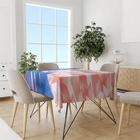 Personalized England Football Tablecloth Powerful Lion Kicking Ball Red Blue Chevron Zigzag