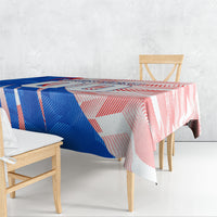 Personalized England Football Tablecloth Powerful Lion Kicking Ball Red Blue Chevron Zigzag