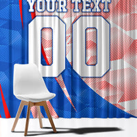 Personalized England Football Window Curtain Powerful Lion Kicking Ball Red Blue Chevron Zigzag